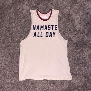 Spiritual Gangster White Tank Top with Burgundy Trim